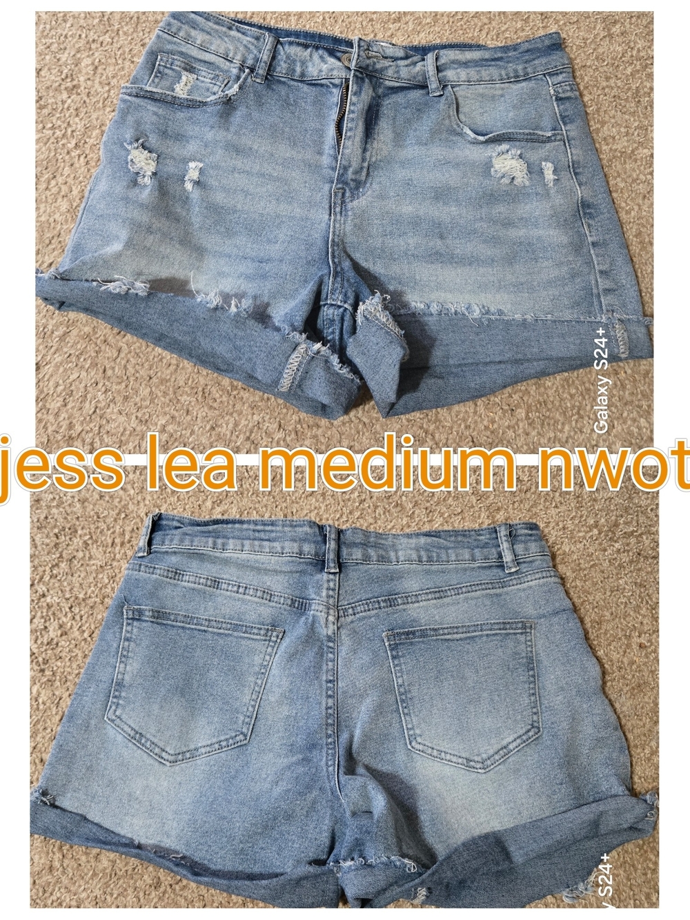 Light Blue Distressed Roll-Hem Jean Shorts - Guess? - Medium
